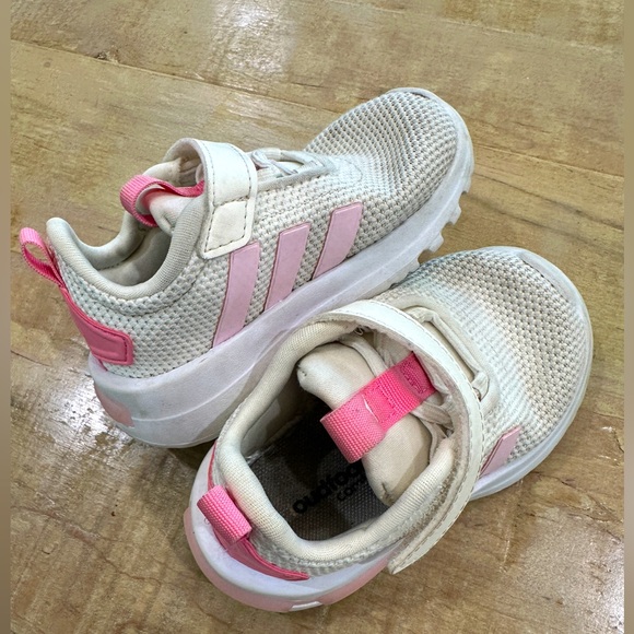 Adidas baby girl Tr23 walker tennis shoes sneakers pink white stripe - Picture 2 of 12